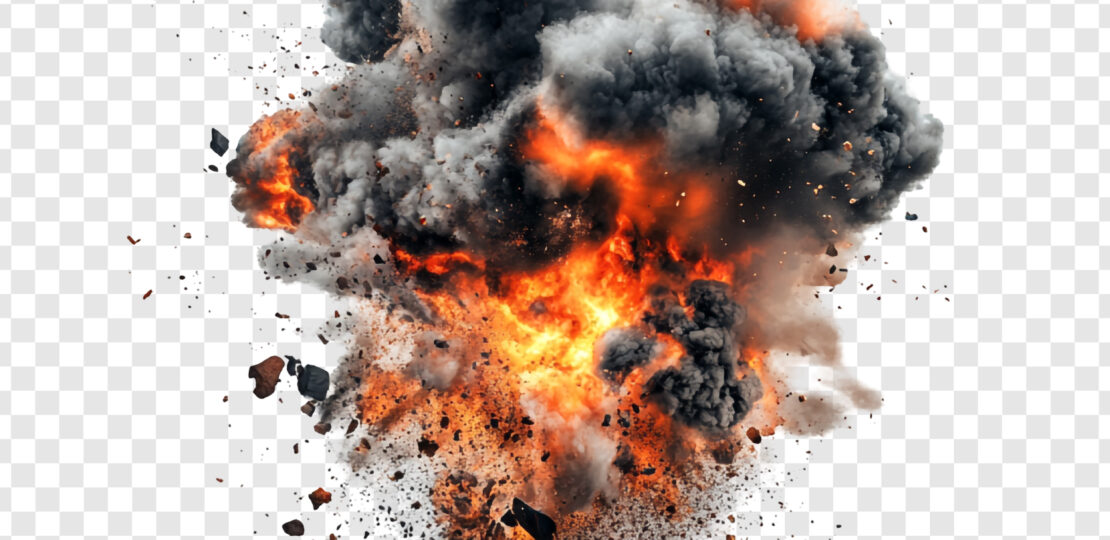 Fiery Explosion: A Dramatic Visual of Combustion and Destruction